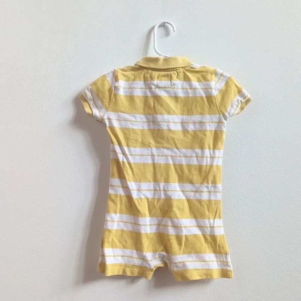 Ralph Lauren Polo Pony Romper Boys 18m Yellow Stripe Preppy
